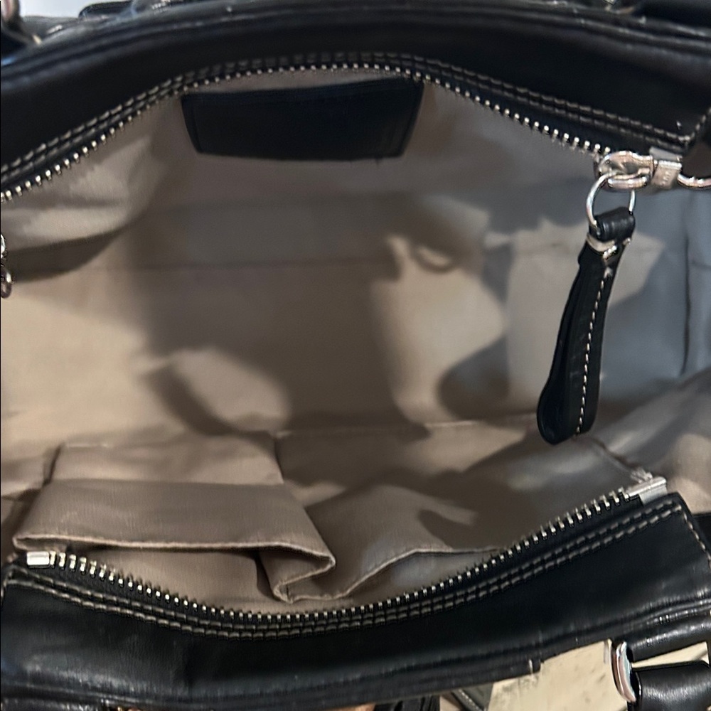 Coach Black Leather Shoulder Bag with Braided Trim - Picture 5 of 6